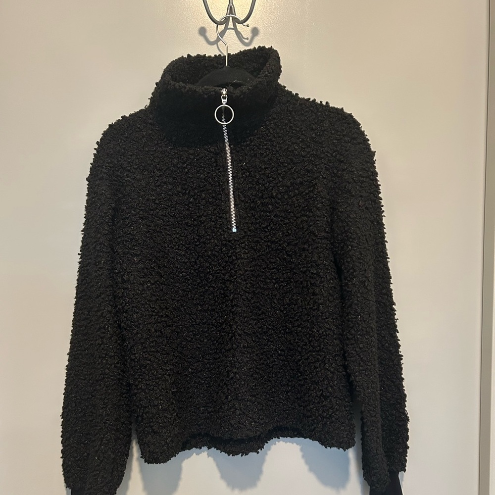Black H&M Boucle Quarter Zip Size XS